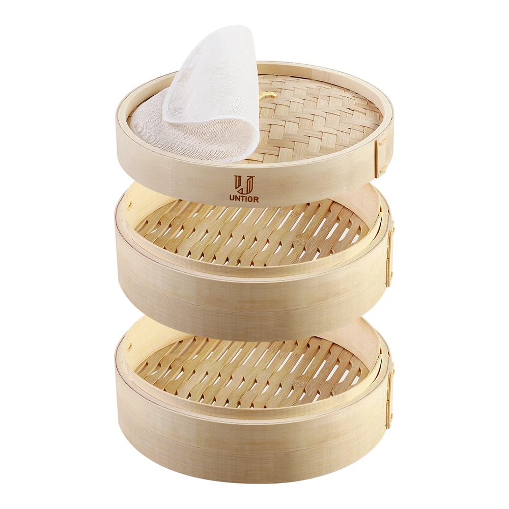 Bao Steamer Bamboo - Bamboo Steamer Basket with Lid Dumpling