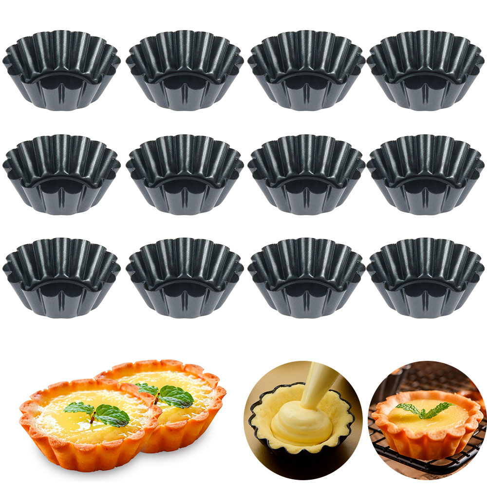 12Pcs Pan Mold Tart Quiche Fla - Egg Waffle Pan 评论和价格