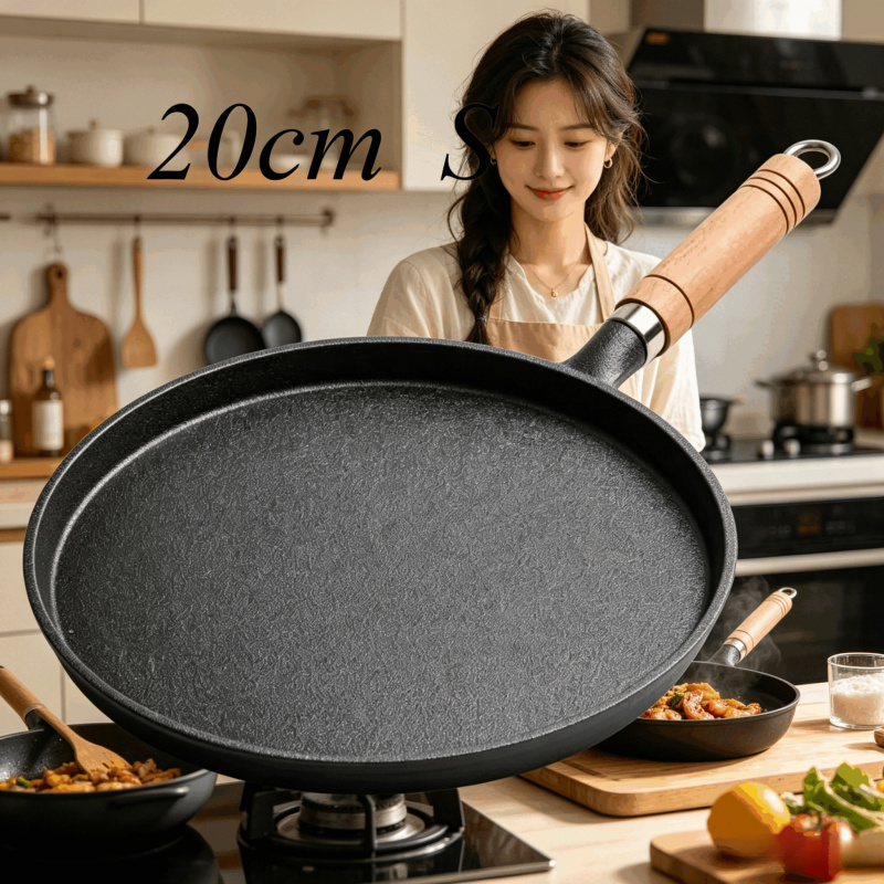 20cm Cast Iron Skillet Wooden  - Egg Waffle Pan 评论和价格